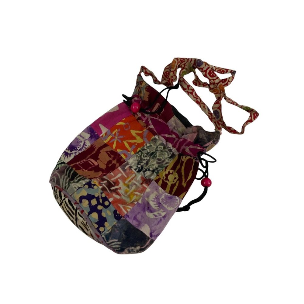 Handcrafted Patchwork Drawstring Pouch Colorful B… - image 2